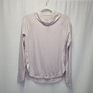 Athleta Women's Small Hoodie Pullover Beige Long Sleeve Thumb Hole Lightweight